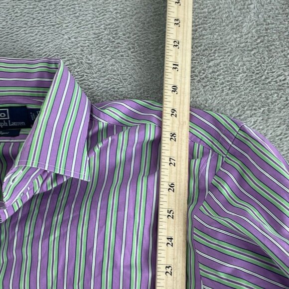 Polo Ralph Lauren Mens Regent Fit Purple Striped Dress Shirt Size 17/43 4902 - Picture 5 of 8
